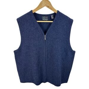 Vintage Greg Norman Lambswool Sweater Vest Navy Size Large Full Zip Preppy